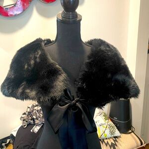 Apostrophe Black Faux Fur Wrap
